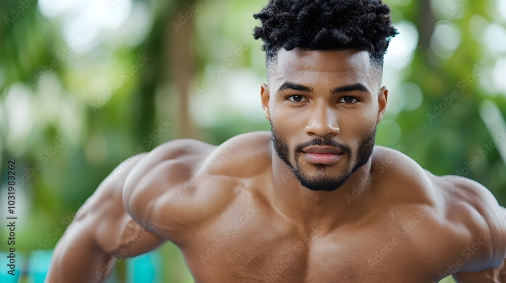 Fit Man Exercising with Resistance Bands at Home for Strength and Muscle Building Workout Healthy Lifestyle and Fitness Concept Fit Man Exercising with Resistance Bands at Home for Strength and Muscle Building Workout Healthy Lifestyle and Fitness Concept
