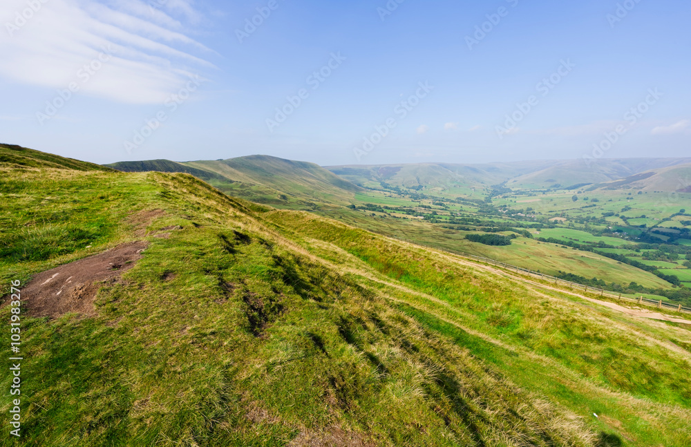 A misty late summer morning high on Mam Tor in Castleton, Derbyshire. A misty late summer morning high on Mam Tor in Castleton, Derbyshire.