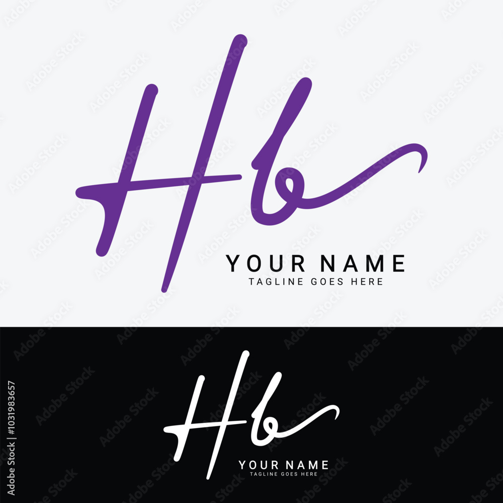 H, B, HB Initial letter logo. Alphabet HB Handwritten Signature logo H, B, HB Initial letter logo. Alphabet HB Handwritten Signature logo