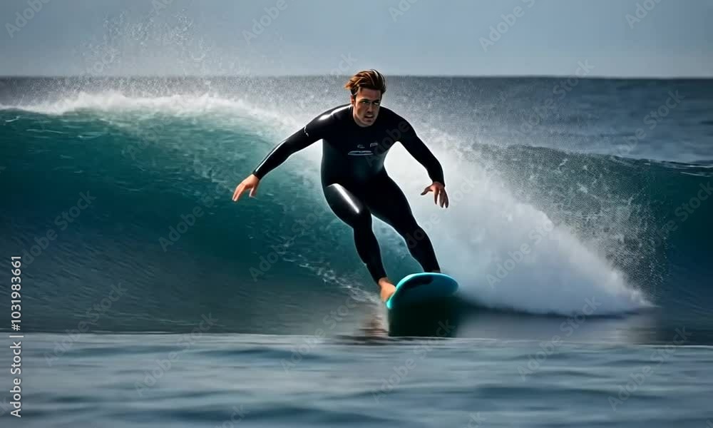 A surfer skillfully rides a wave, showcasing the thrill of water sports. A surfer skillfully rides a wave, showcasing the thrill of water sports.