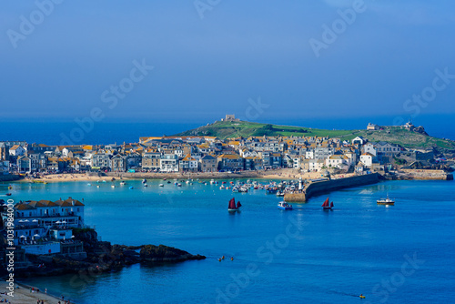 Wallpaper Mural Late afternoon sun lights up the town of St Ives, Cornwall in September. Torontodigital.ca