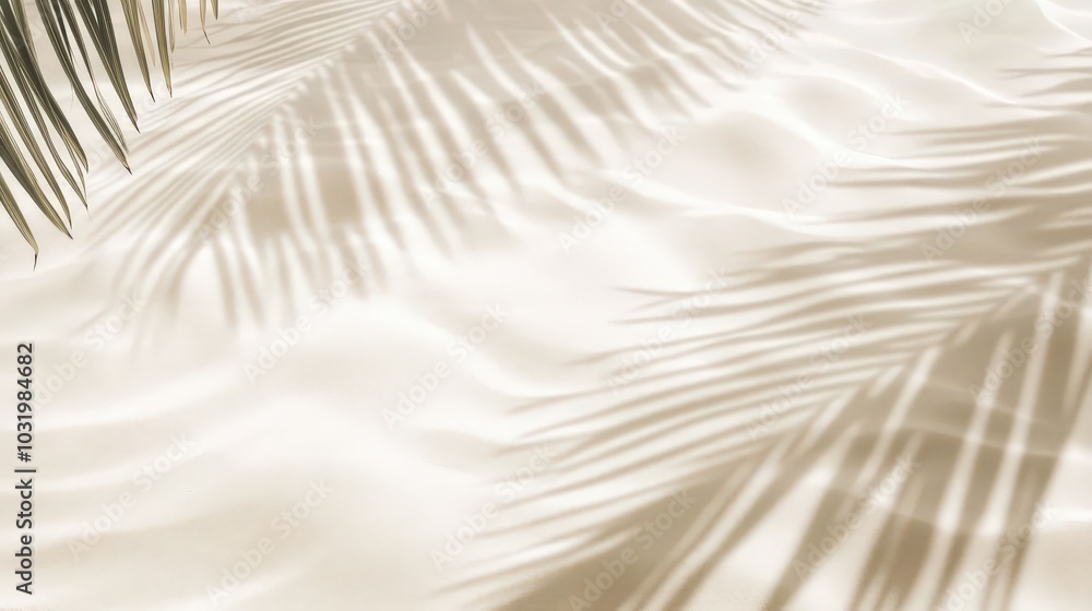 Obraz premium Soft Shadows on Sandy Beach with Palm Leaves