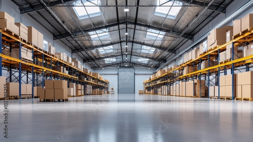 Wallpaper Mural Bright and Spacious Warehouse Interior with Skylights for Optimal Storage and Efficiency Torontodigital.ca