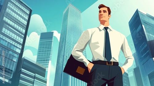 Confident Businessman in Urban Landscape