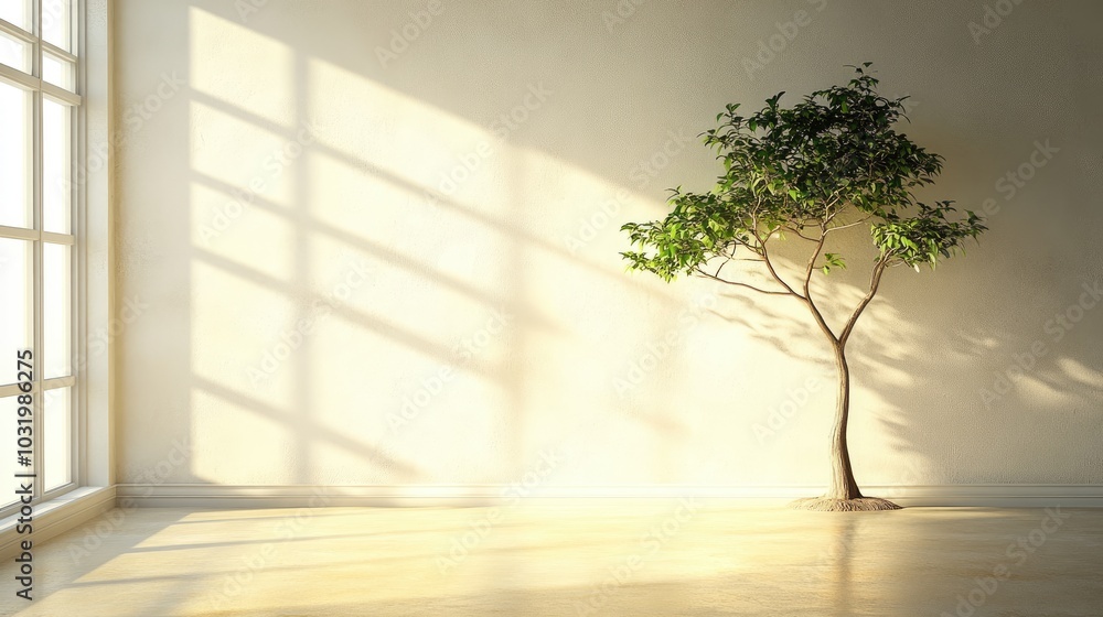 Obraz premium Serene Indoor Tree with Gentle Natural Light