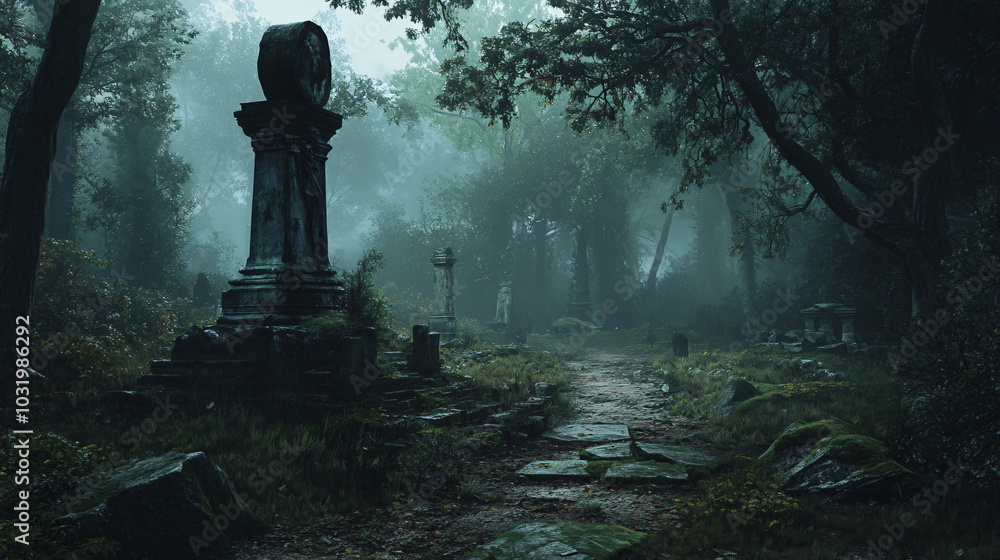 A forest filled with haunted artifacts, each telling a terrifying story. A forest filled with haunted artifacts, each telling a terrifying story.