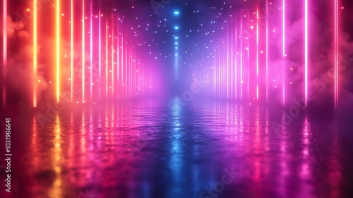 Wallpaper Mural Bright Neon Lights Against a Dark Background - Abstract Design Torontodigital.ca