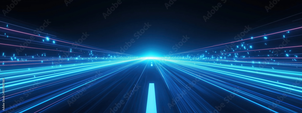 Elegant Blue Technology Background Showcasing Light Lines and a Glowing Gradient, Featuring a Minimalist Style with Black Space for a Striking Symmetrical Perspective Elegant Blue Technology Background Showcasing Light Lines and a Glowing Gradient, Featuring a Minimalist Style with Black Space for a Striking Symmetrical Perspective