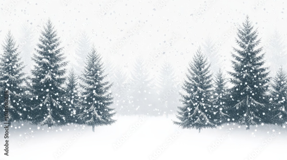 Obraz premium Winter Wonderland: Snowy Pine Trees in the Countryside