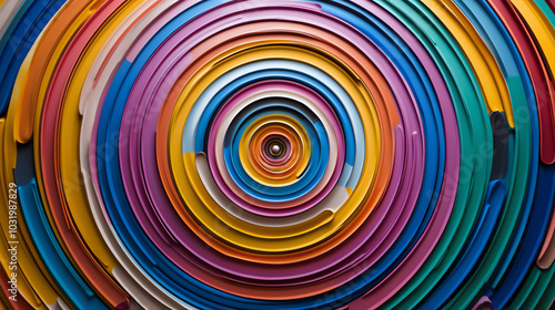 Colorful concentric circular pattern design.