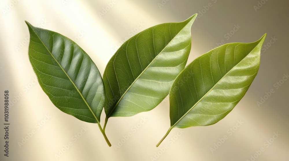 Fototapeta premium Fresh Green Leaves with Natural Lighting Effect