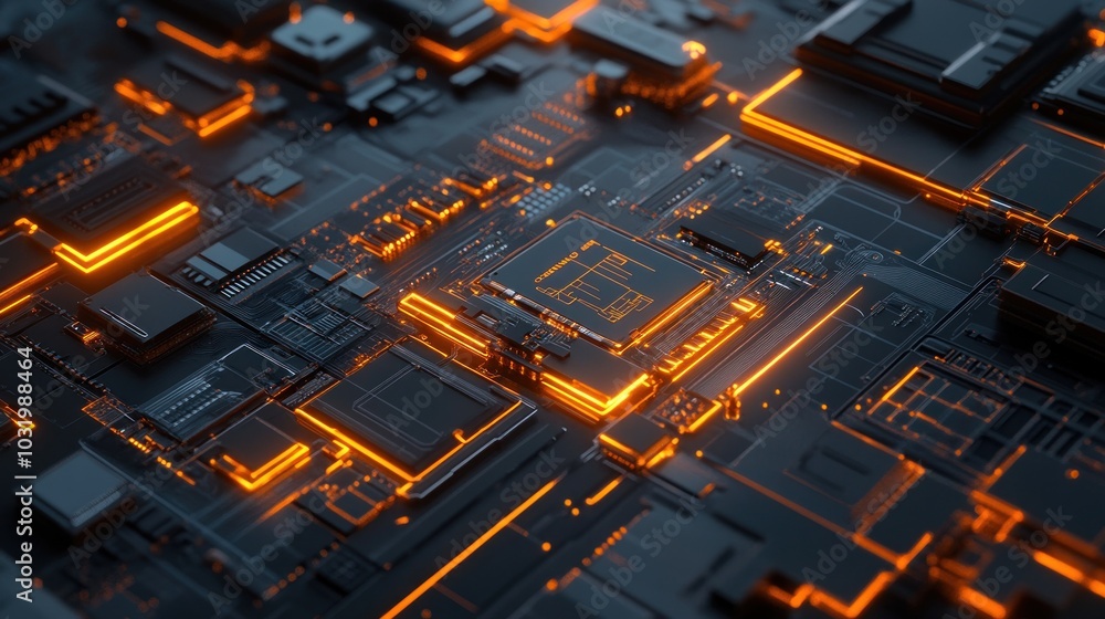 Close-up of a Futuristic Circuit Board Close-up of a Futuristic Circuit Board
