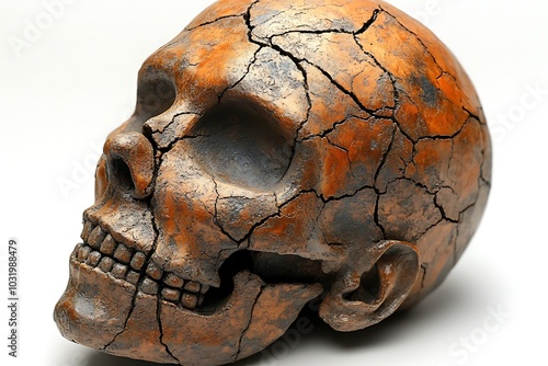 Intriguing Skull with a Cracked Face