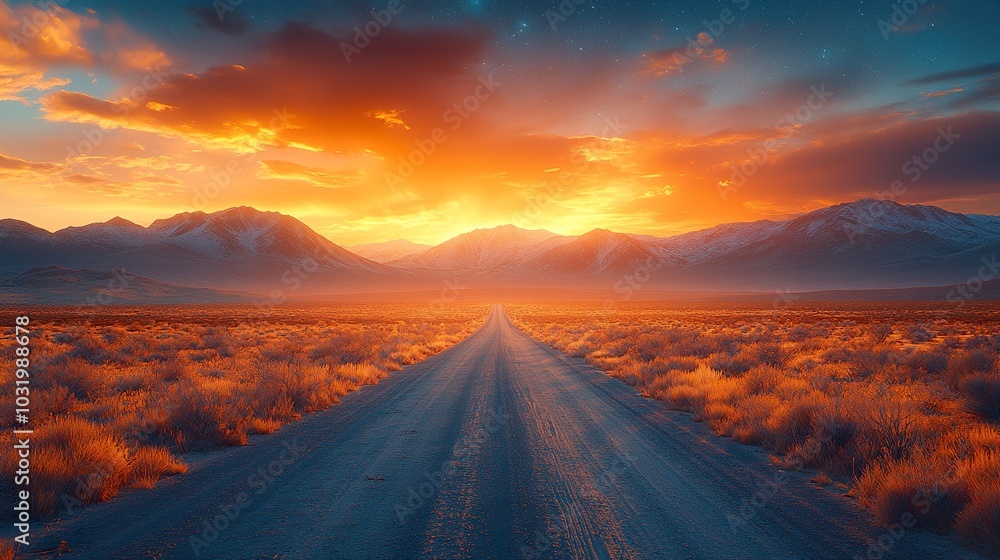 Milky Way Galaxy Over Desert Landscape Milky Way Galaxy Over Desert Landscape