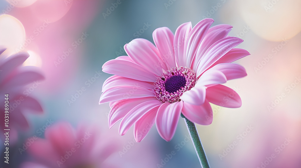 Pink flower with a purple center is the main focus of the image Pink flower with a purple center is the main focus of the image