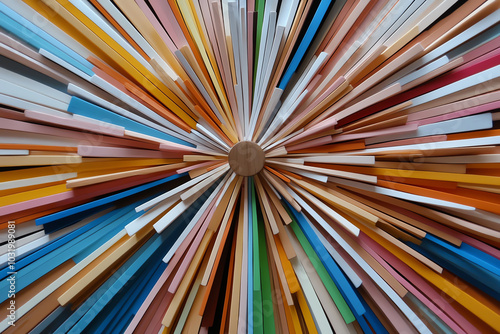 Colorful wooden sticks radiating from the center