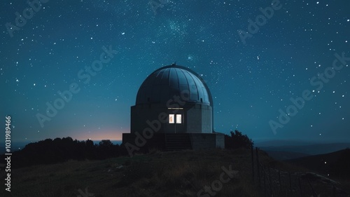 Stargazing night at the observatory under a starry sky