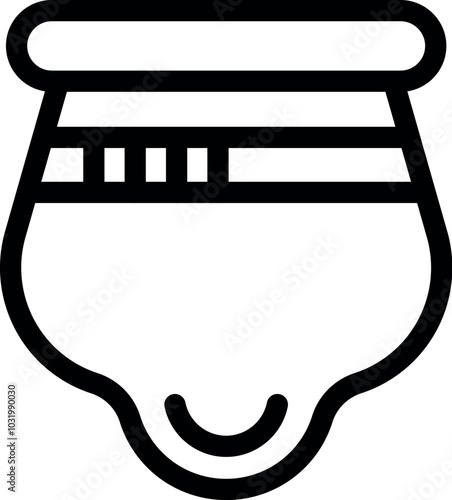 Line drawing of a reusable menstrual cup showing remaining capacity