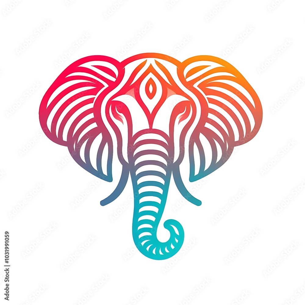 Naklejka premium Colorful Elephant Head
