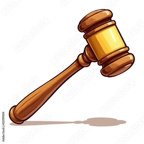 Cartoon Wooden Gavel with Shadow