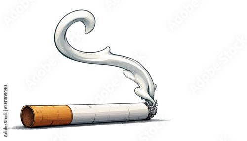 Cigarette Smoke Curling Upward