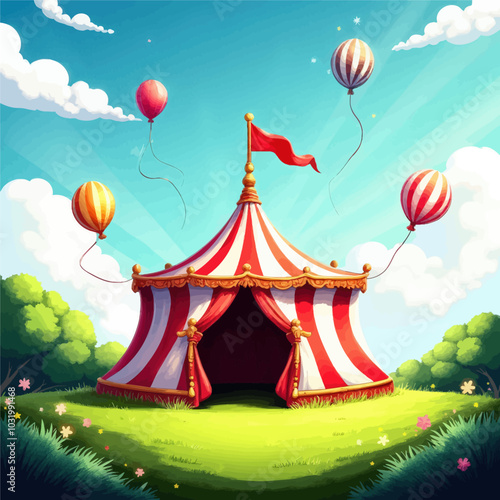 Circus Tent with Balloons 
