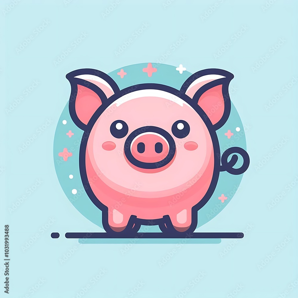 Fototapeta premium Adorable Cartoon Pig Illustration