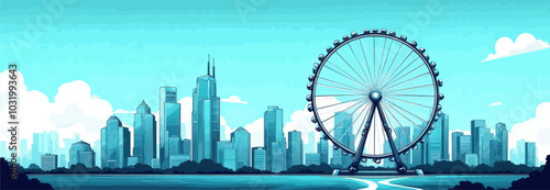 Ferris Wheel City Skyline 
