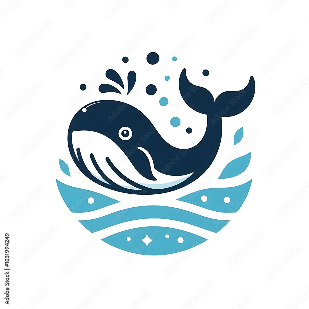 Happy Whale Swimming in the Ocean Happy Whale Swimming in the Ocean