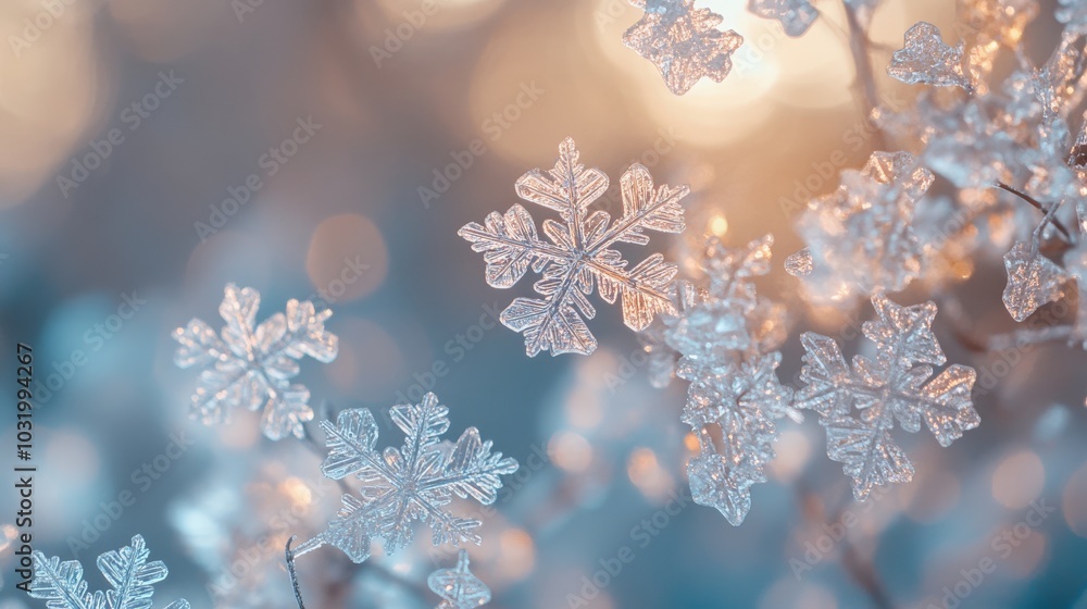 Ethereal Winter Snowflakes Glimmering in the Soft Light Ethereal Winter Snowflakes Glimmering in the Soft Light