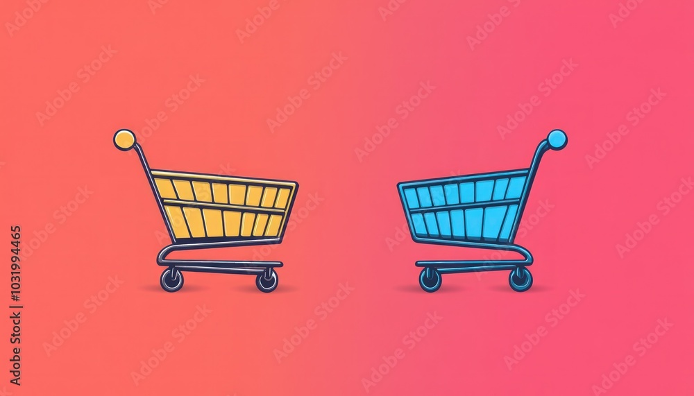 Flat icon design full and empty shopping carts, perfect for retail and e-commerce Flat icon design full and empty shopping carts, perfect for retail and e-commerce