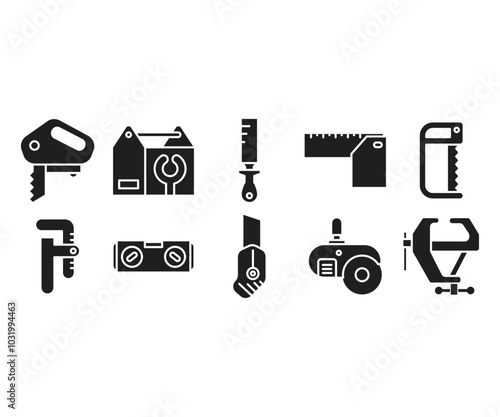 carpentry tool icons set vector illustration