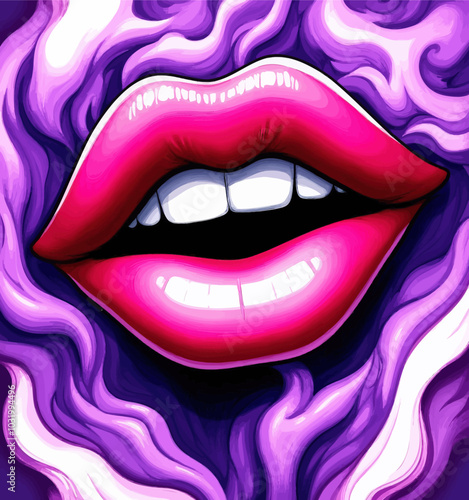 Glossy Lips with Purple Smoke 
