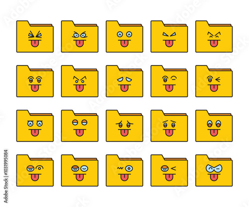 cheeky folder emoticon set vector illustration