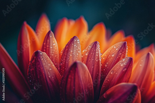 An AI-generated macro photograph focusing on delicate petals, showcasing their rich, vibrant colors and fine textures. 