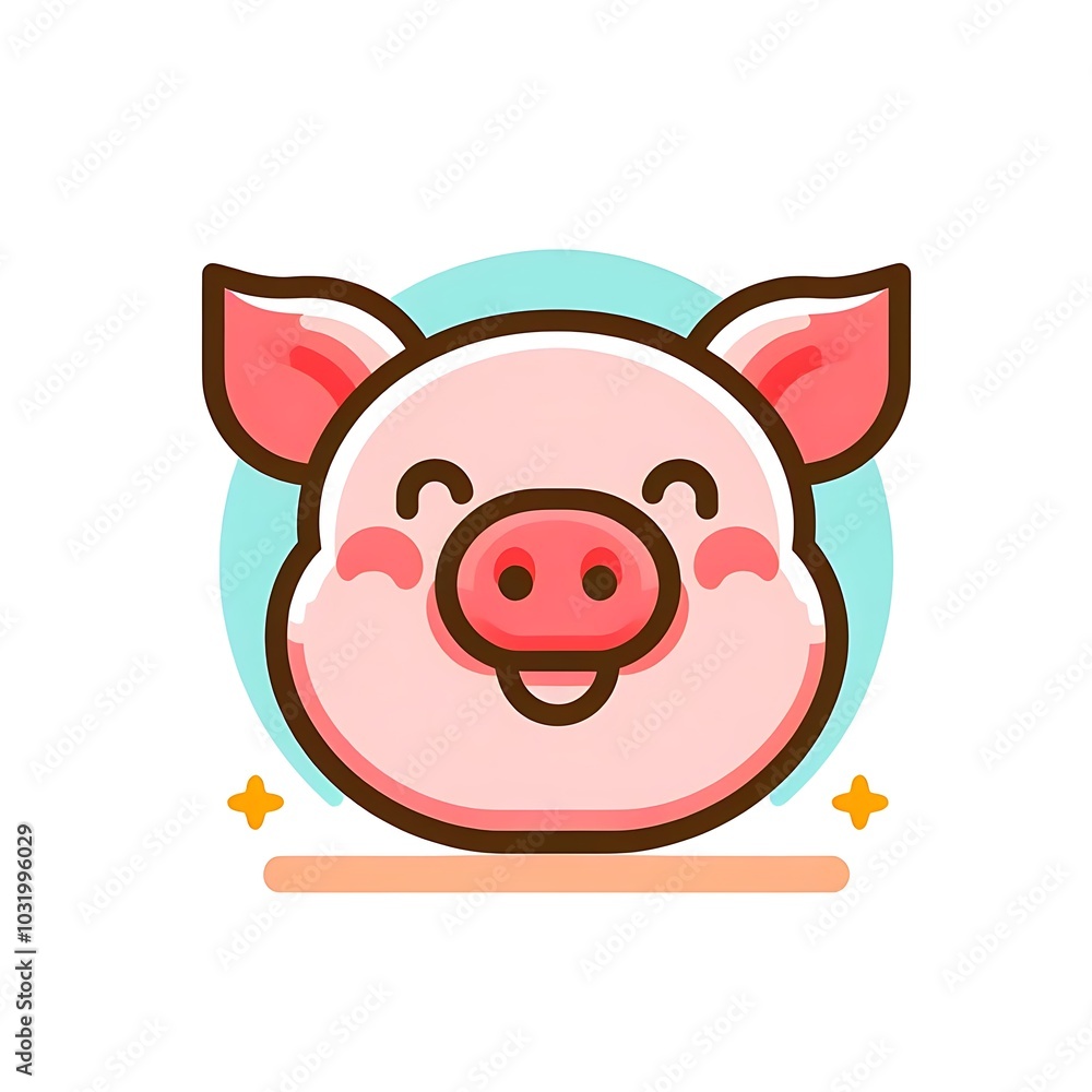 Fototapeta premium Adorable Cartoon Pig with Sparkling Stars