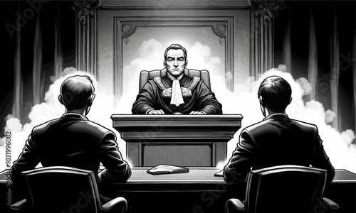 Judge and Defendants in Courtroom 
