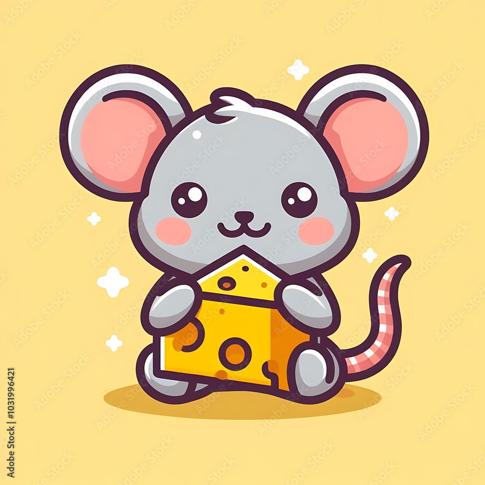 Adorable Mouse Munching on a Cheesy Treat Adorable Mouse Munching on a Cheesy Treat