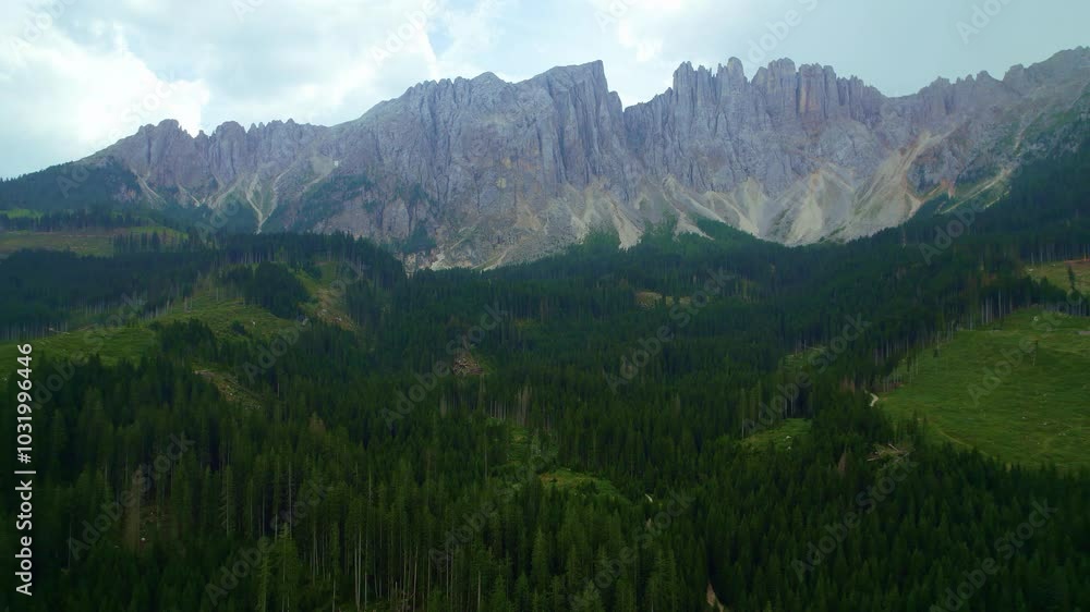 Aerial Landscape OF The Latemar Mountain Range In Dolomites, Italy Aerial Landscape OF The Latemar Mountain Range In Dolomites, Italy