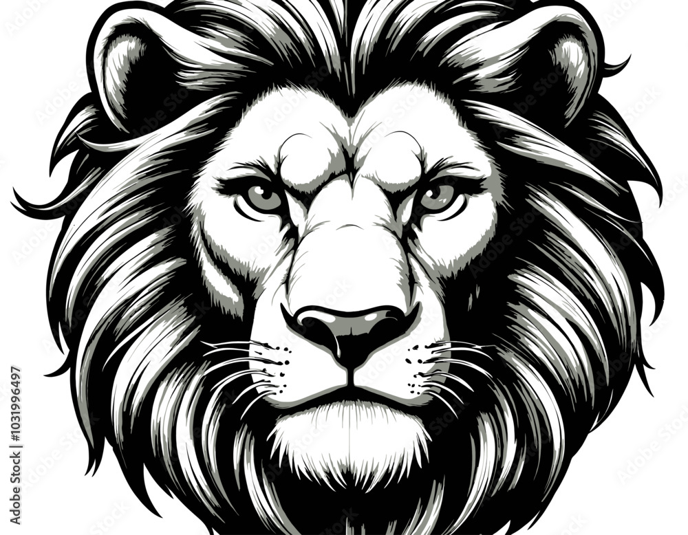 Fototapeta premium Lion Head with Different Colored Eyes 