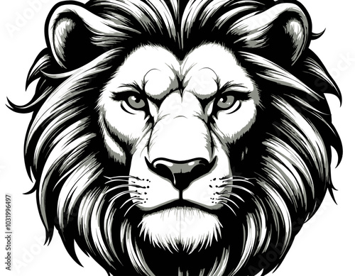 Lion Head with Different Colored Eyes 
