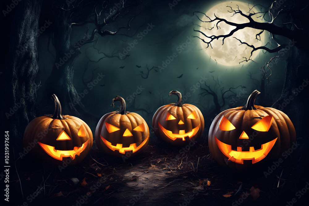 Haunted house in the distants no people, dark and shadowy, halloween punkins. ai generated. Haunted house in the distants no people, dark and shadowy, halloween punkins. ai generated.