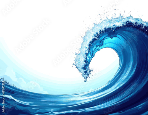 Ocean Wave with White Background