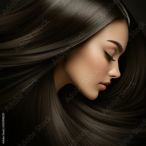 Beautiful woman with long straight hair