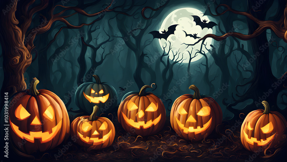 Haunted house in the distants no people, dark and shadowy, halloween punkins. ai generated. Haunted house in the distants no people, dark and shadowy, halloween punkins. ai generated.