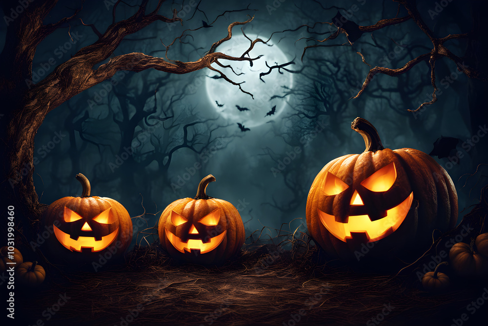 Haunted house in the distants no people, dark and shadowy, halloween punkins. ai generated. Haunted house in the distants no people, dark and shadowy, halloween punkins. ai generated.