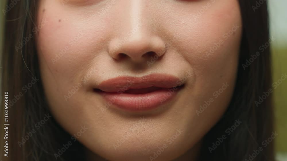 Extreme face details mouth close up sexy seductive lips unrecognizable Asian chinese woman girl female healthy lady happy smiling medical health care beauty cosmetology procedure skin care lips filler Extreme face details mouth close up sexy seductive lips unrecognizable Asian chinese woman girl female healthy lady happy smiling medical health care beauty cosmetology procedure skin care lips filler