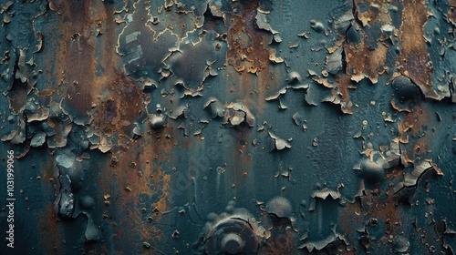 Rusty metal surface with peeling paint