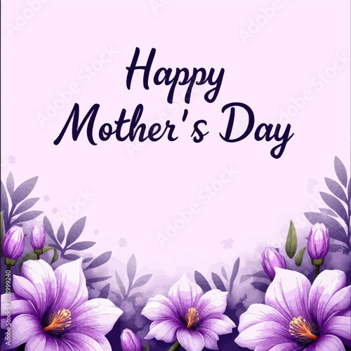 Purple Flowers Happy Mother's Day Card  
