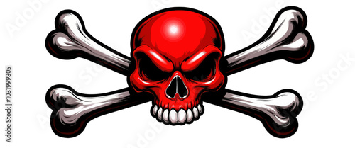 Red Skull with Crossed Bones Illustration 
